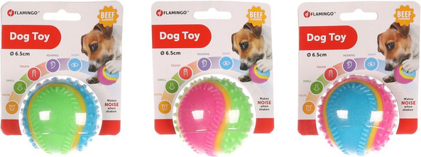 Flamingo f-517542 - Jouet Balle 5 Senses avec goût de bœuf