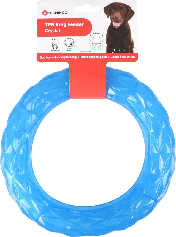 Flamingo f-518649 - Durable Blue Dog Play and Chew Ring Toy