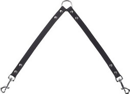 Flamingo f-5302664 - Dual Dog Walking Leather Coupler with Chrome Hooks