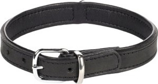 Flamingo f-5302184 - Premium Leather Dog Collar with Chrome Accents