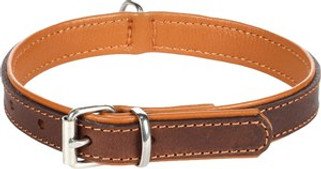 Flamingo f-5302140 - Luxurious Soft Leather Dog Collar with Chrome Finish