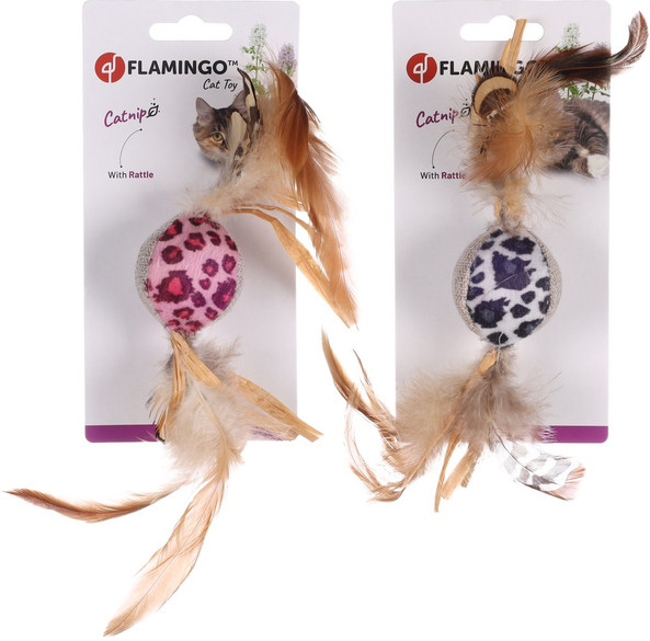 Flamingo f-560593 - Leopard Print Feather Cat Fishing Rod Toy