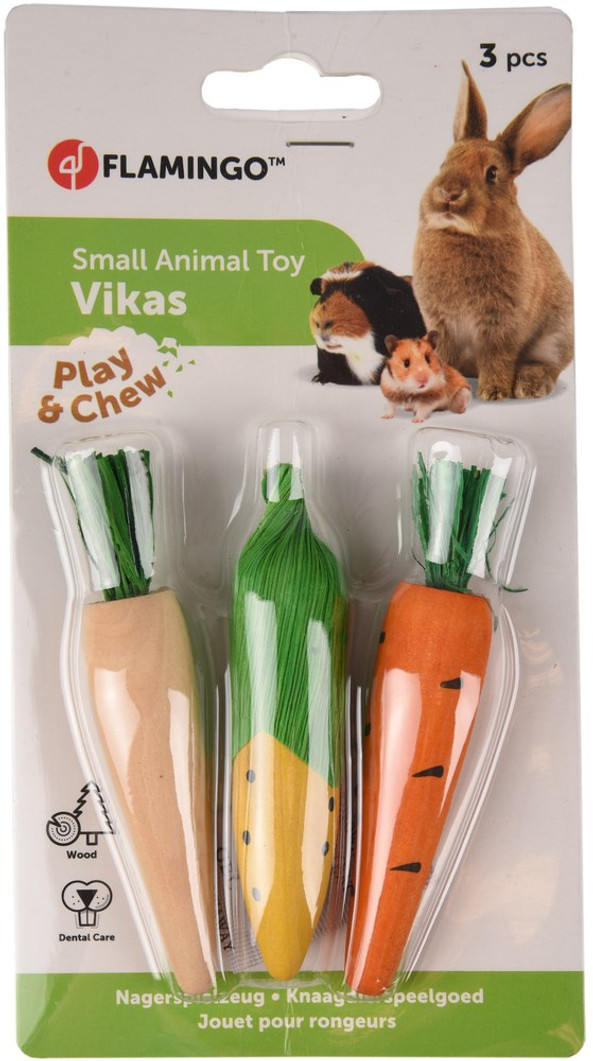 Flamingo f-210253 - Nibble-Friendly Veggie Trio Toy Set for Rodents