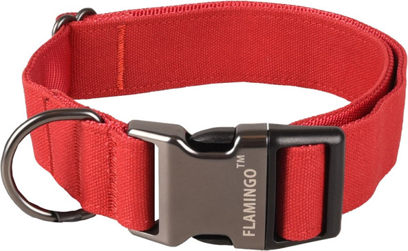 Flamingo f-519974 - Adjustable Red Polyester Dog Collar with D-Ring