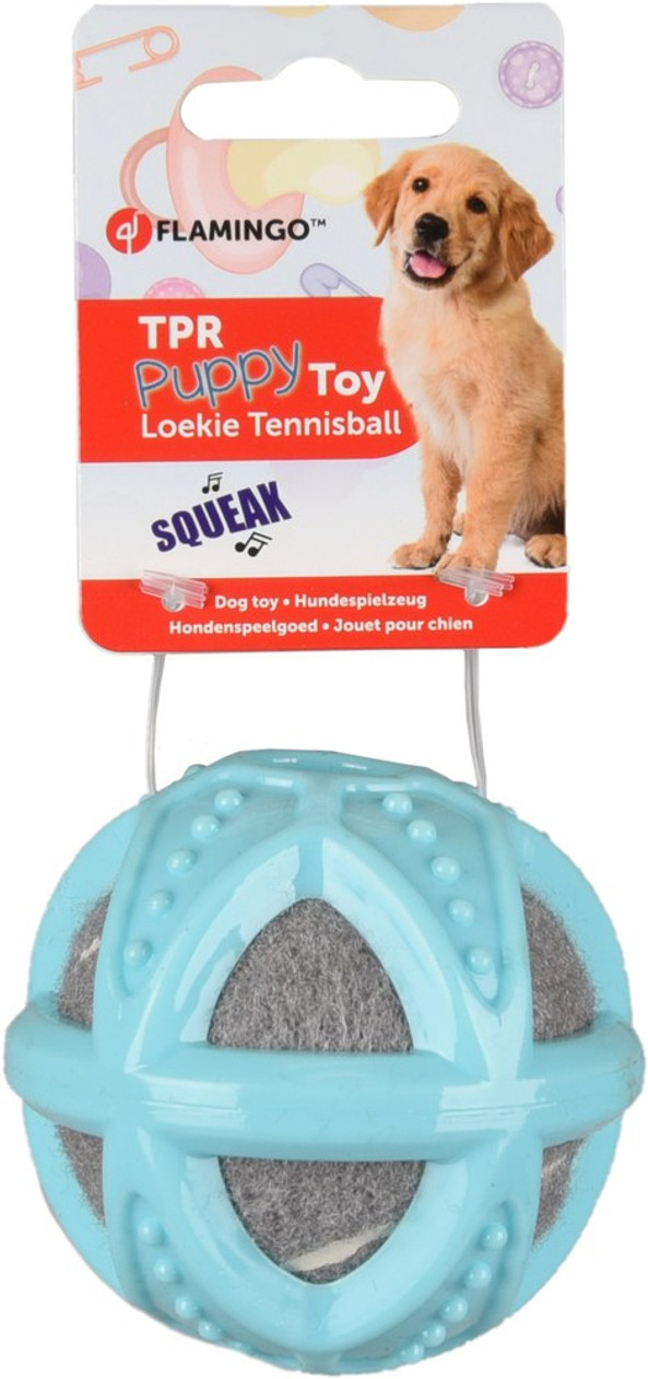 Flamingo f-519713 - Jouet Chiot Balle de tennis avec balle Turquoise