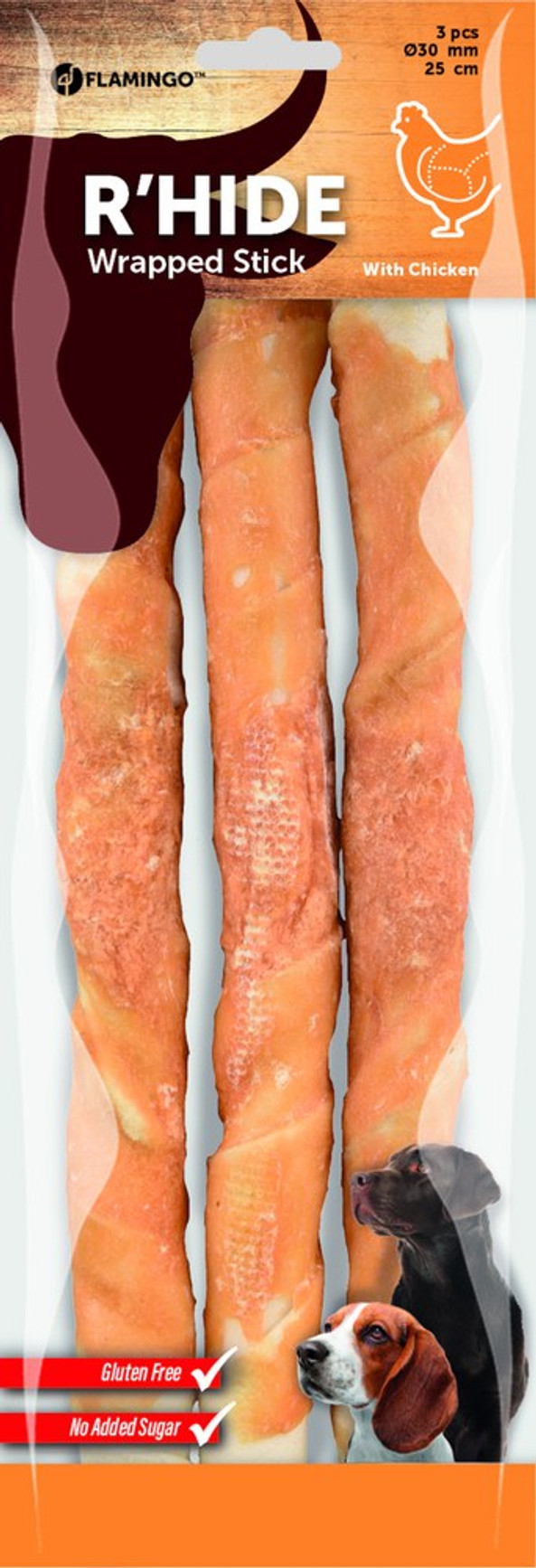 Flamingo f-519637 - Friandises Bâtonavec poulet 25cm 80gr / 3 pcs 240gr