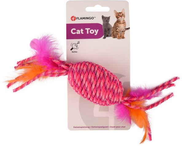 Flamingo f-560911 - Fuchsia Fun Cat Toy with Bell and Feathers