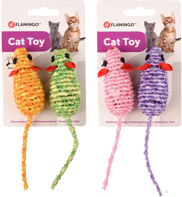 Flamingo f-560902 - Colorful Rattling Rope Mouse Toy for Cats