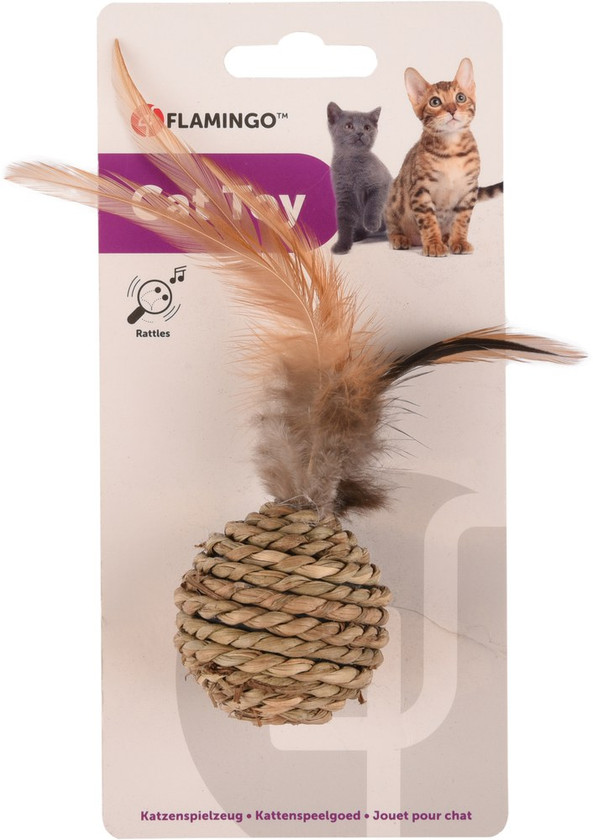 Flamingo f-560908 - Durable Rope Cat Toy with Bell and Feathers