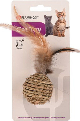 Flamingo f-560908 - Jouet Chat Corde Brun avec Clochette et Plumes