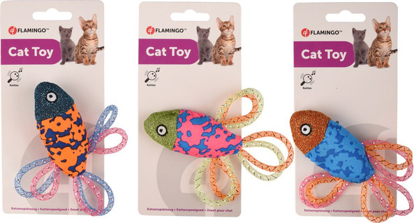 Flamingo f-560905 - Glittery Catnip Fish Toy with Rattle and Feathers