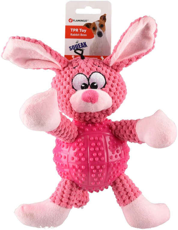Flamingo f-519989 - Pink Plush Squeaky Bunny Dog Toy