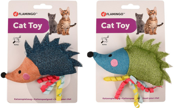 Flamingo f-560915 - Sparkle Rattle Hedgehog Cat Toy with Ribbons