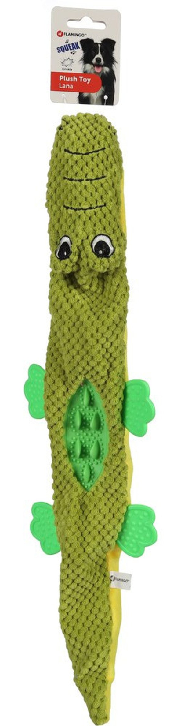 Flamingo f-520313 - Plush Crocodile Dog Toy with Squeaker and Crinkle
