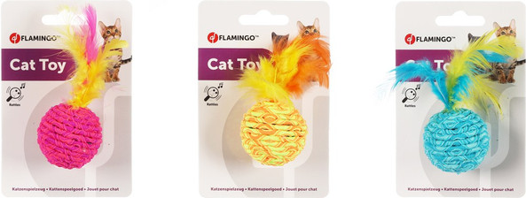 Flamingo f-561013 - Feathered Fun Rope Ball Cat Toy with Bell