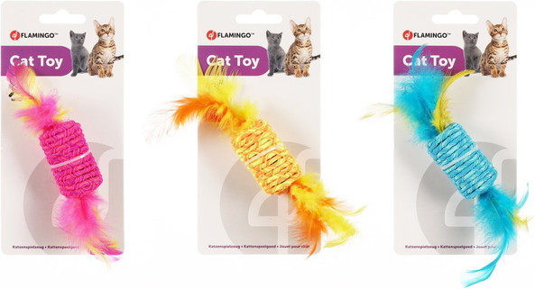 Flamingo f-561014 - Jouet Chat Plume avec Ressort et Couleurs Variées
