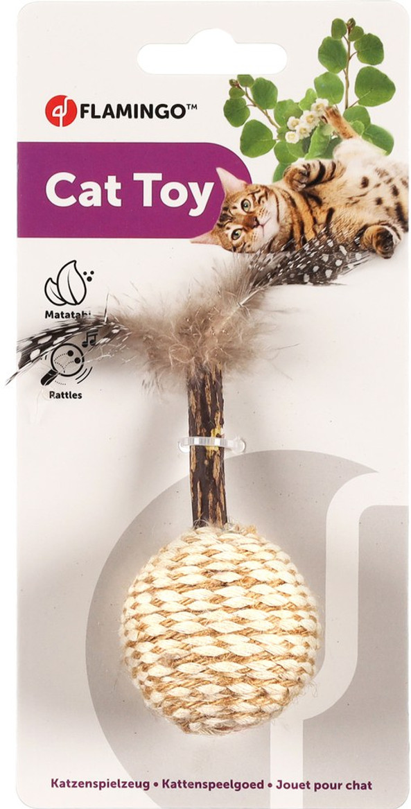 Flamingo f-561009 - Jouet Balle Bâton Plume Brun clair