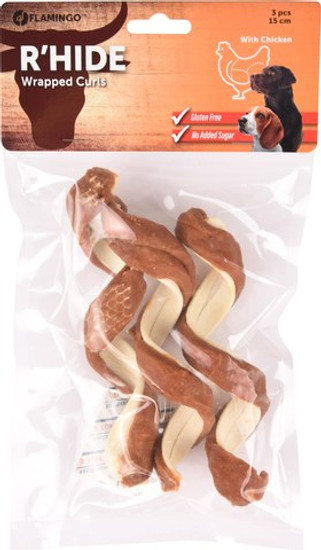 Flamingo f-520304 - Friandises Spirale Blanc avec poulet 15cm 37gr / 3 pcs 110gr