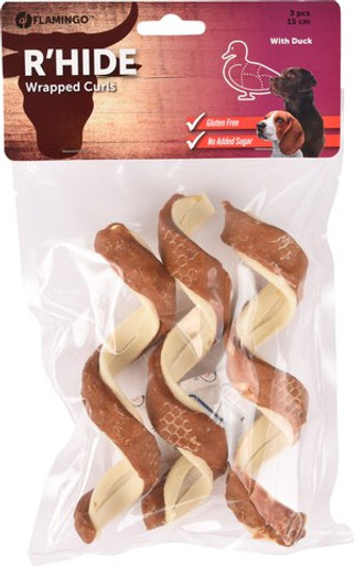 Flamingo f-520305 - Friandises Spirale Blanc avec canard 15cm 37gr / 3 pcs 110gr