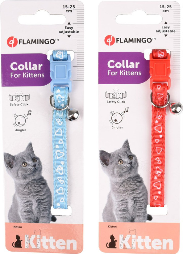 Flamingo f-561029 - Heart Print Kitten Collar with Safety Bell