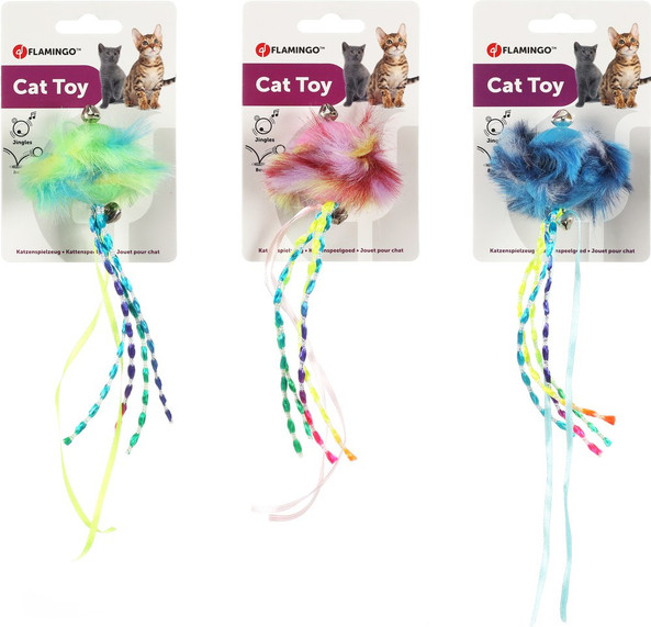 Flamingo f-561019 - Colorful Cat Play Ball with Ribbons and Bell