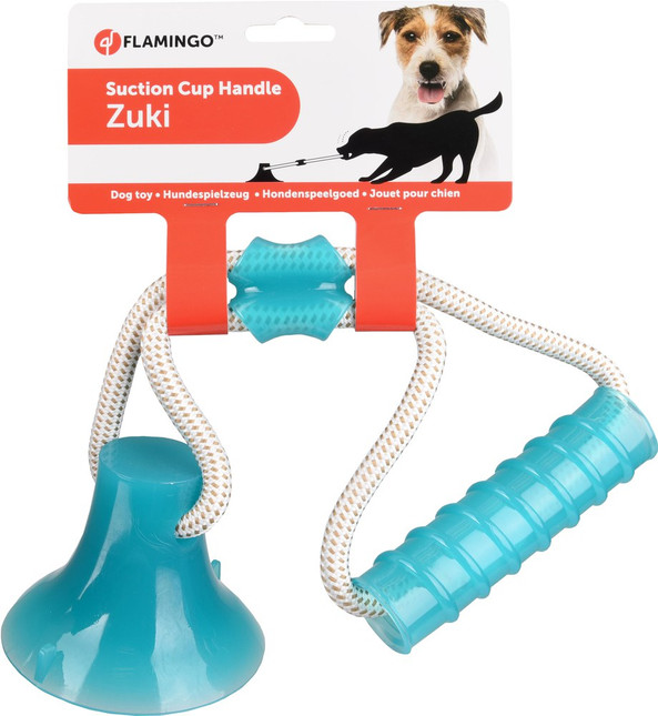 Flamingo f-520464 - Jouet Levier et ventouse avec corde Turquoise