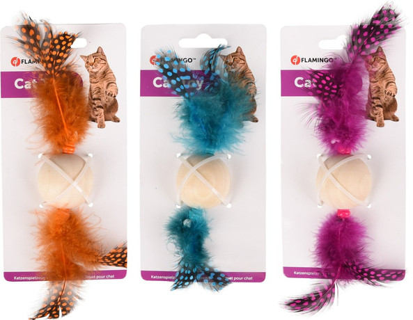 Flamingo f-561066 - Jouet en Bois avec Plumes pour Chats