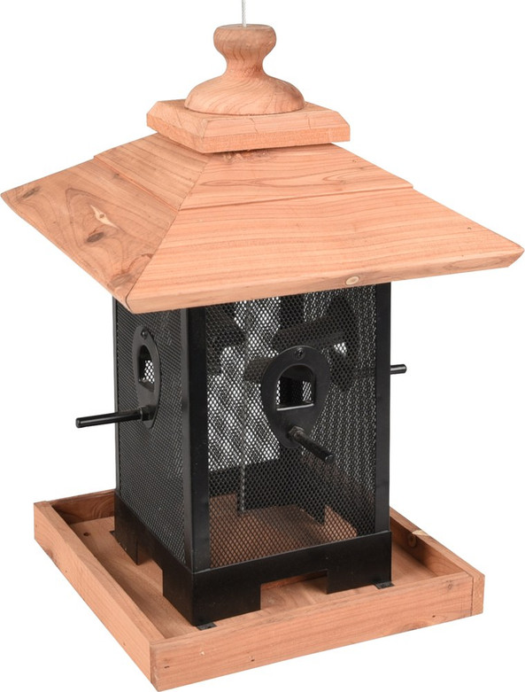 Flamingo f-110331 - Distributeur de Nourriture pour Oiseaux en Bois de Cèdre