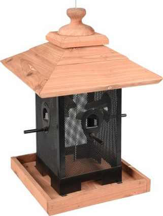 Flamingo f-110331 - Distributeur de Nourriture pour Oiseaux en Bois de Cèdre