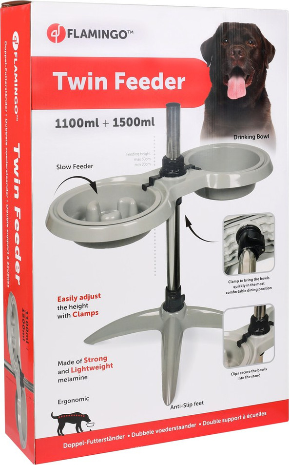 Flamingo f-520823 - Support Élevé Gamelle Duo Anti-Glouton pour Chiens