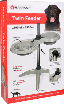 Flamingo f-520823 - Support Élevé Gamelle Duo Anti-Glouton pour Chiens