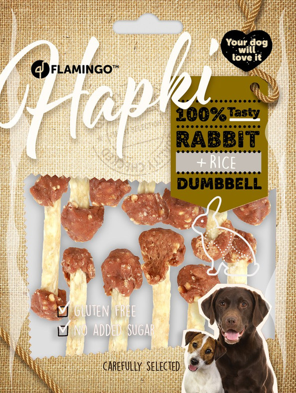 Flamingo f-521126 - Friandises Haltère avec lapin & Riz