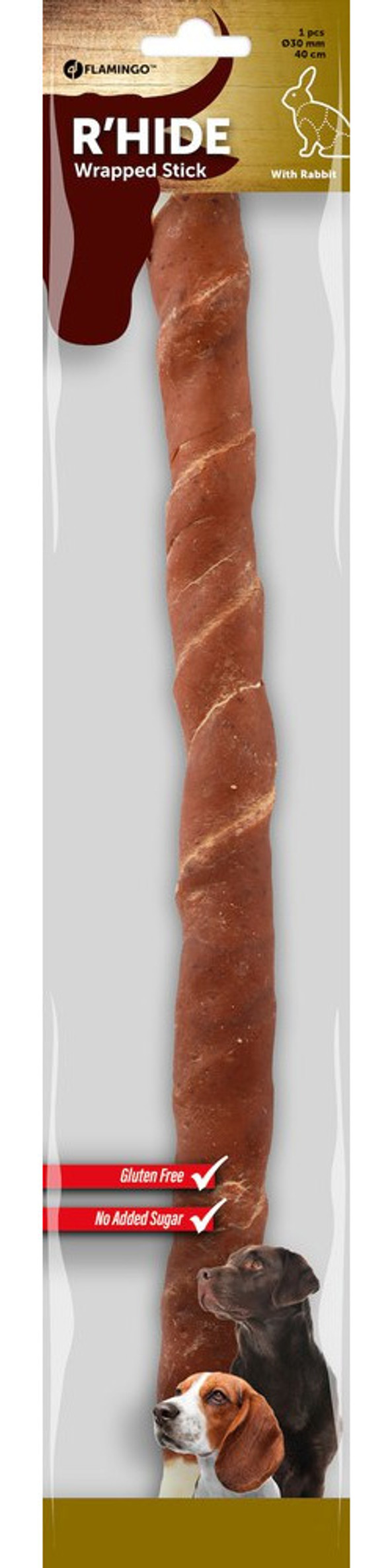 Flamingo f-521281 - Friandises Bâton Blanc avec lapin 40cm 190gr