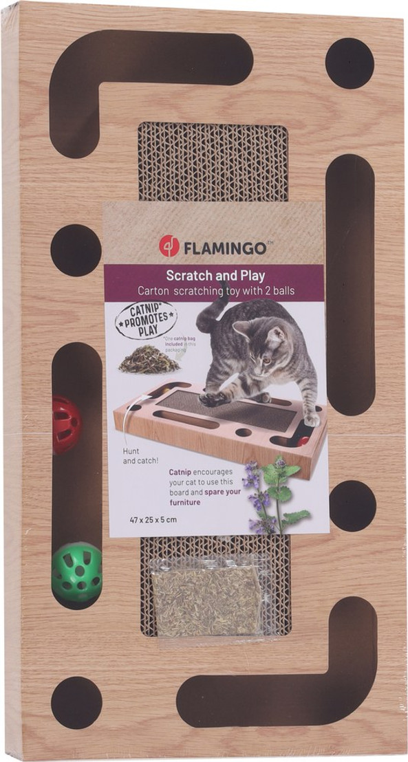 Flamingo f-561290 - Jouet Griffoir Crabi avec Herbe à Chat et Balles