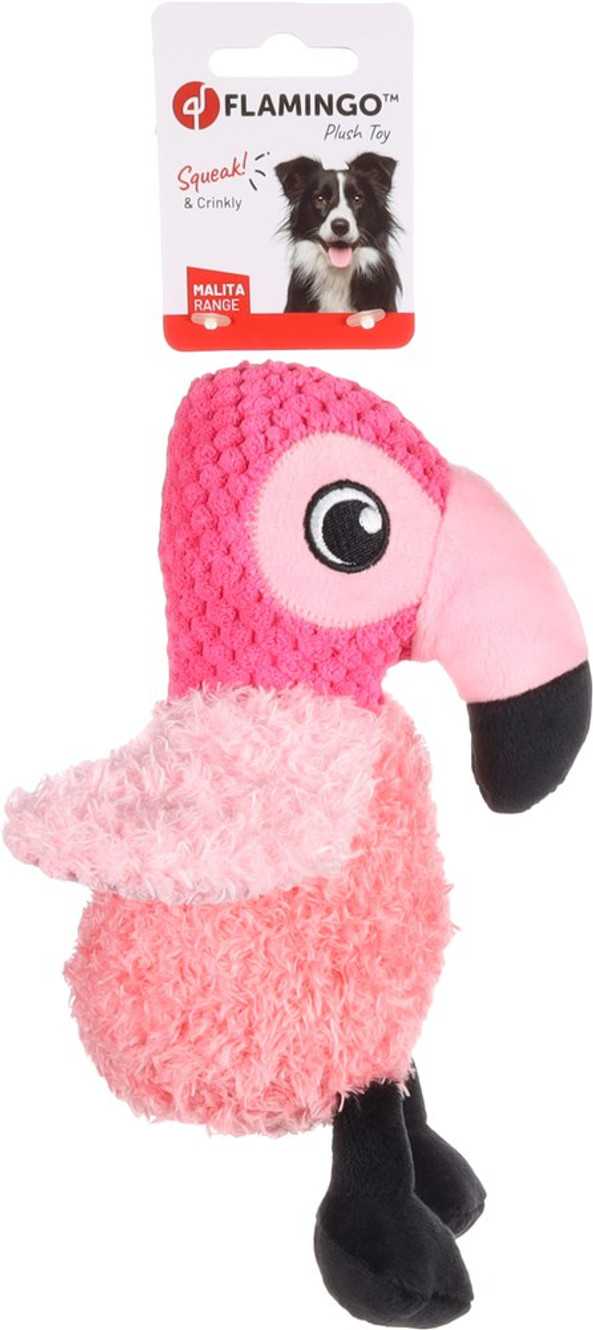 Flamingo f-521888 - Plush Pink Flamingo Dog Toy with Squeaker