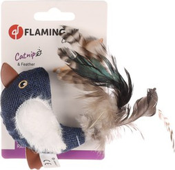 Flamingo f-561327 - Dark Blue Catnip Feather Play Toy