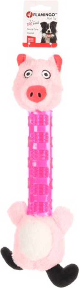 Flamingo f-522065 - Squeaky Plush Pig Dental Play Toy for Dogs