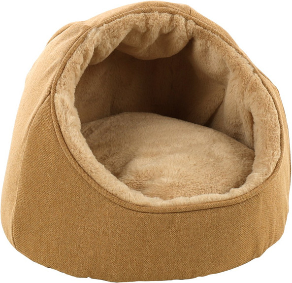 Flamingo f-561348 - Lana Ochre Plush Cat Bed with Reversible Cushion