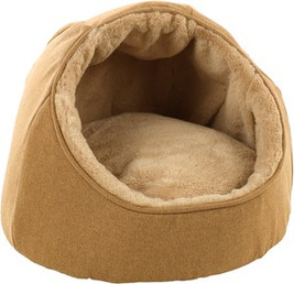 Flamingo f-561348 - Lana Ochre Plush Cat Bed with Reversible Cushion