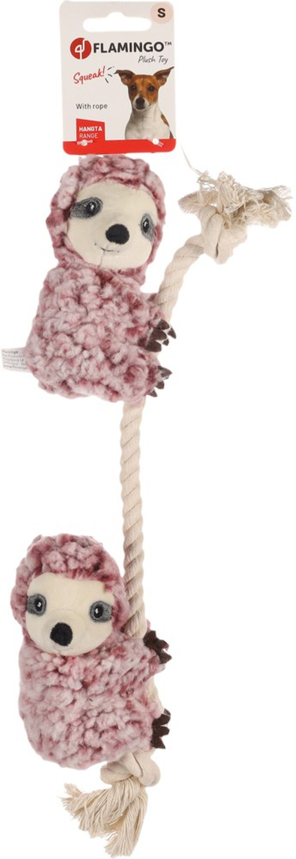 Flamingo f-522058 - Jouet Paresseux avec corde Vieux rose