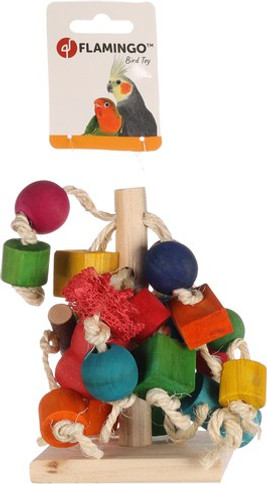 Flamingo f-210365 - Jouet Multicolore pour Oiseaux en Bois et Corde