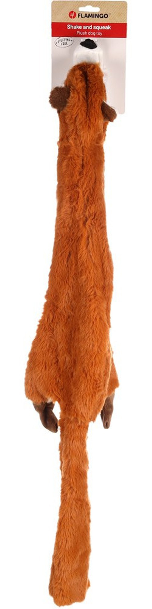 Flamingo f-522341 - Plush Squeaky Fox Dog Toy with No Mess Design