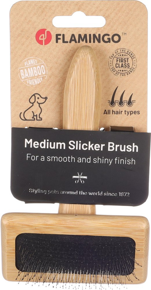 Flamingo f-522388 - Brosse en Bambou pour Chiens à Poils Mixtes