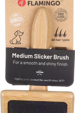 Flamingo f-522388 - Brosse en Bambou pour Chiens à Poils Mixtes