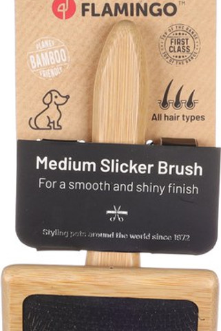 Flamingo f-522388 - Brosse en Bambou pour Chiens à Poils Mixtes