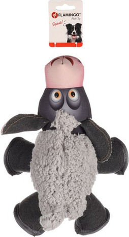 Flamingo f-522352 - Plush Gray Sheep Dog Toy with Squeaker