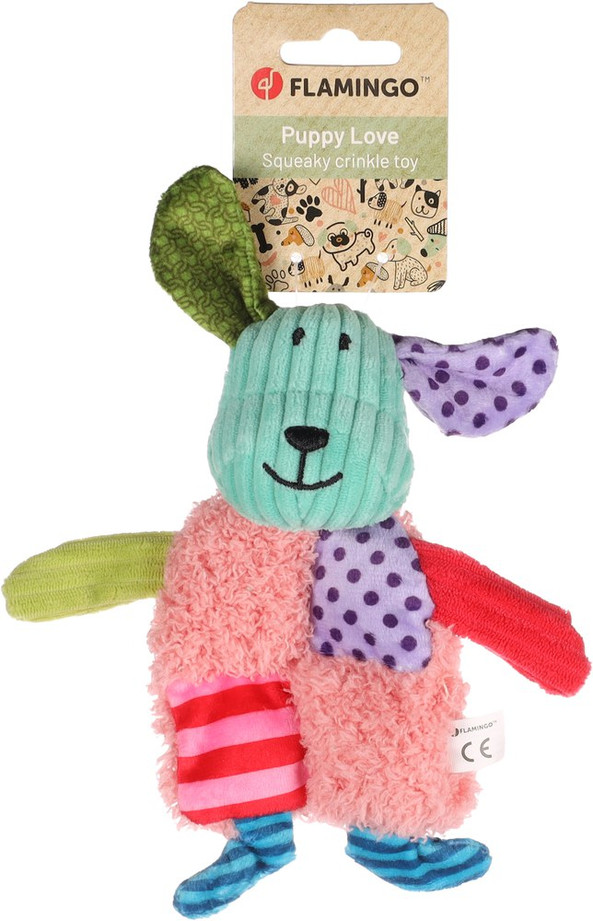 Flamingo f-522494 - Soft Squeaky Corduroy Puppy Play Toy
