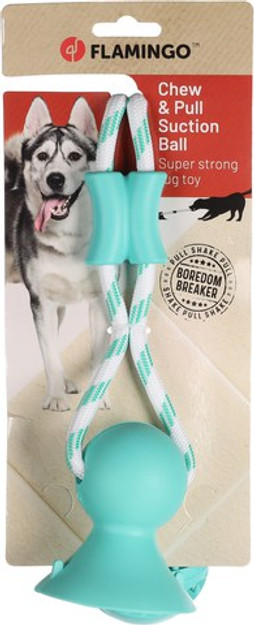 Flamingo f-522536 - Jouet Balle et ventouse avec corde menthe