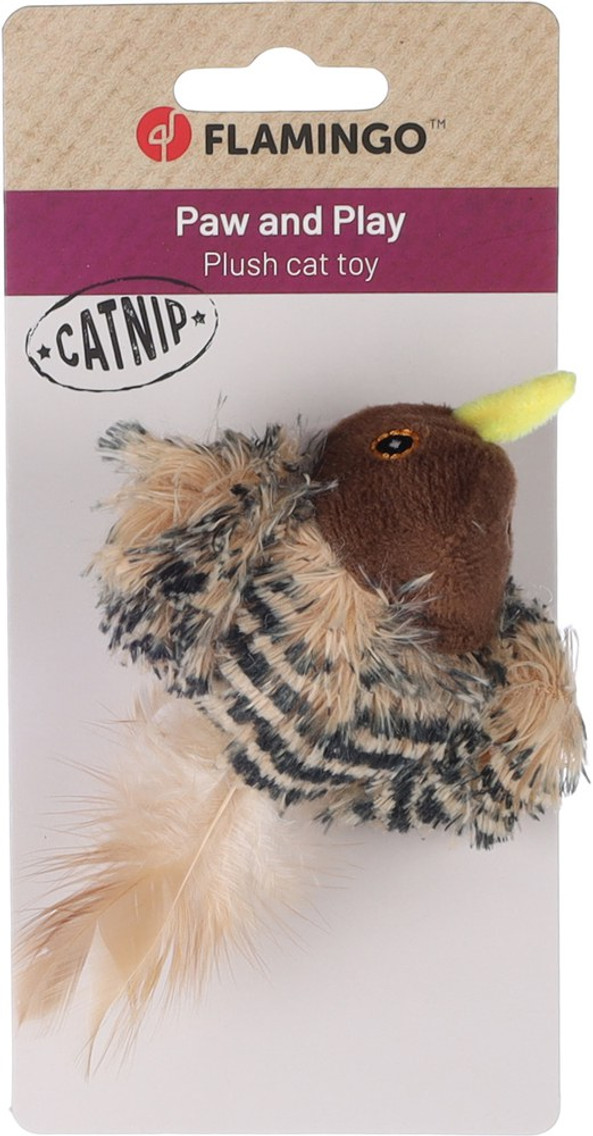 Flamingo f-561435 - Zinga Bird Catnip Plush Toy with Feathers