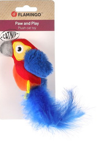 Flamingo f-561434 - Jouet Zingo Rouge avec Herbe à Chat et Plumes